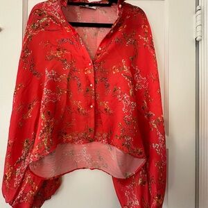 Floral Red Women's Top